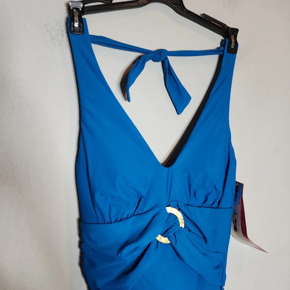 NWT Spanx Blue Shaping Halter one piece swimsuit. Women's size 8. - Picture 12 of 16